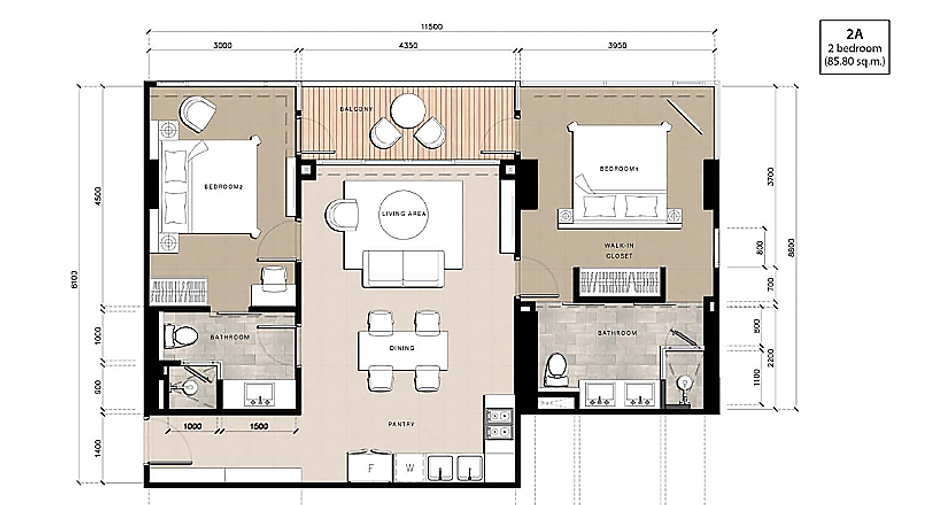 Wohnung zum Kauf mit 2 Zimmer in Bang Lamung, Chonburi