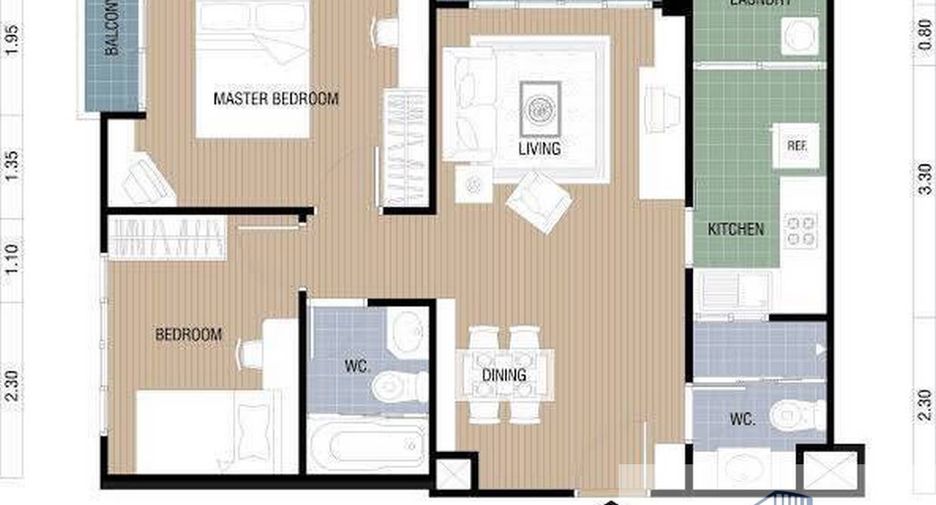 For sale 2 bedrooms condo in Yan Nawa, Bangkok