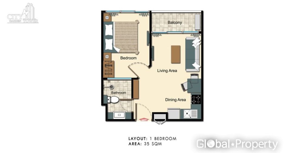 For sale 1 bed condo in Bang Lamung, Chonburi