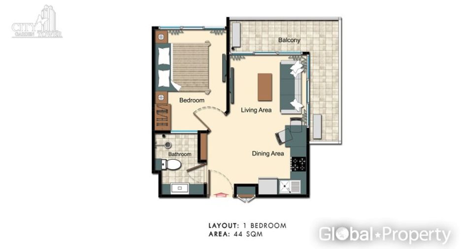 For sale 1 bed condo in Bang Lamung, Chonburi