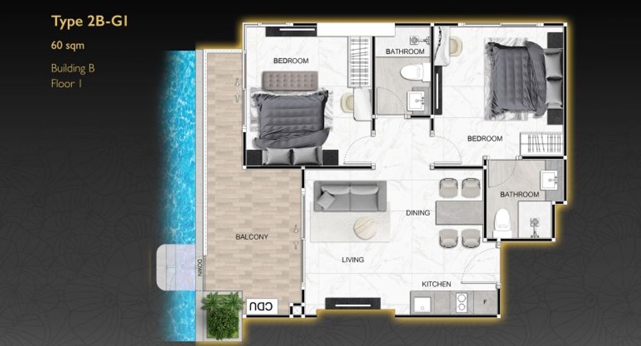 Wohnung zum Kauf mit 2 Zimmer in South Pattaya, Pattaya