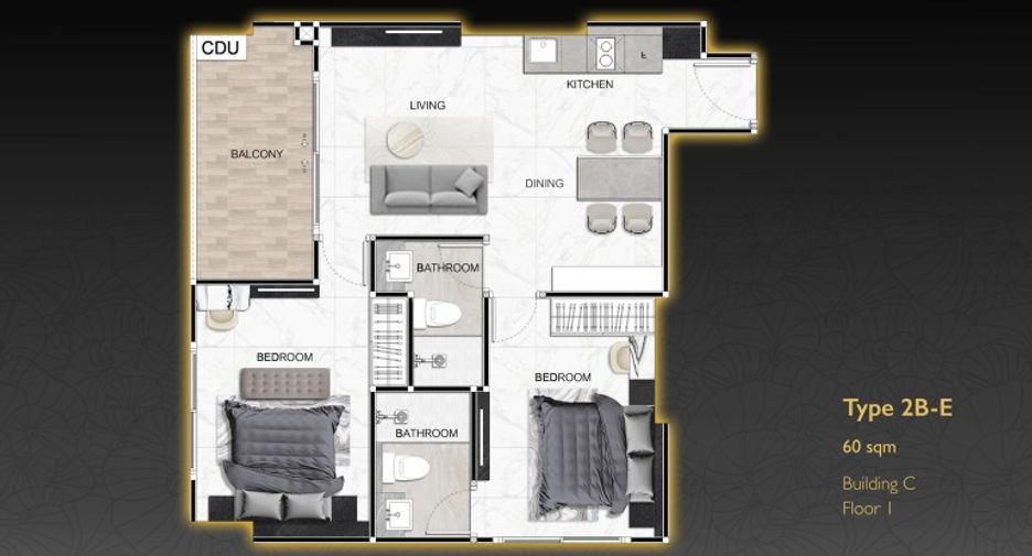Wohnung zum Kauf mit 2 Zimmer in South Pattaya, Pattaya