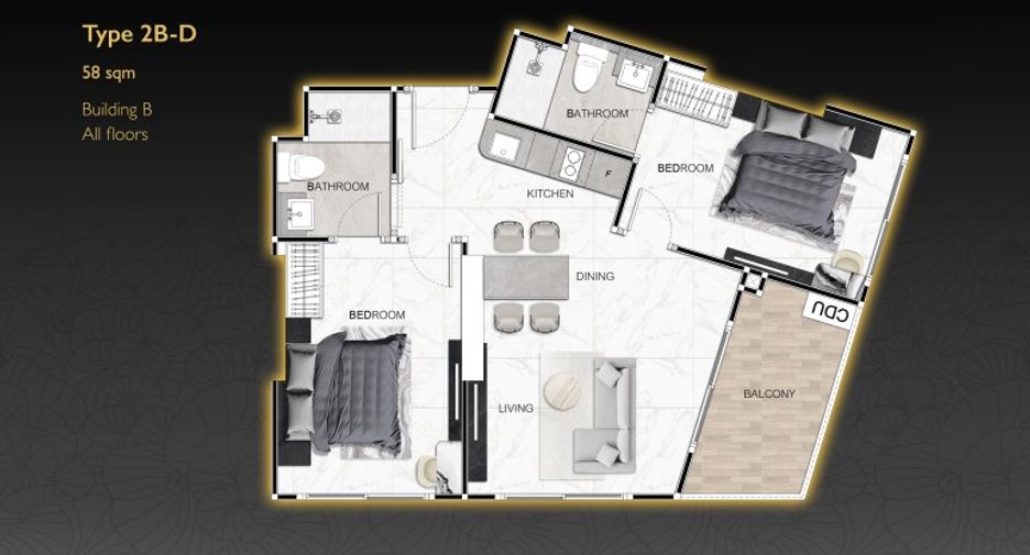 Wohnung zum Kauf mit 2 Zimmer in South Pattaya, Pattaya