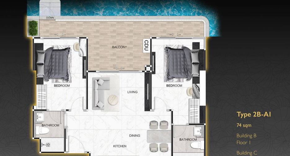 For sale 2 bedrooms condo in South Pattaya, Pattaya