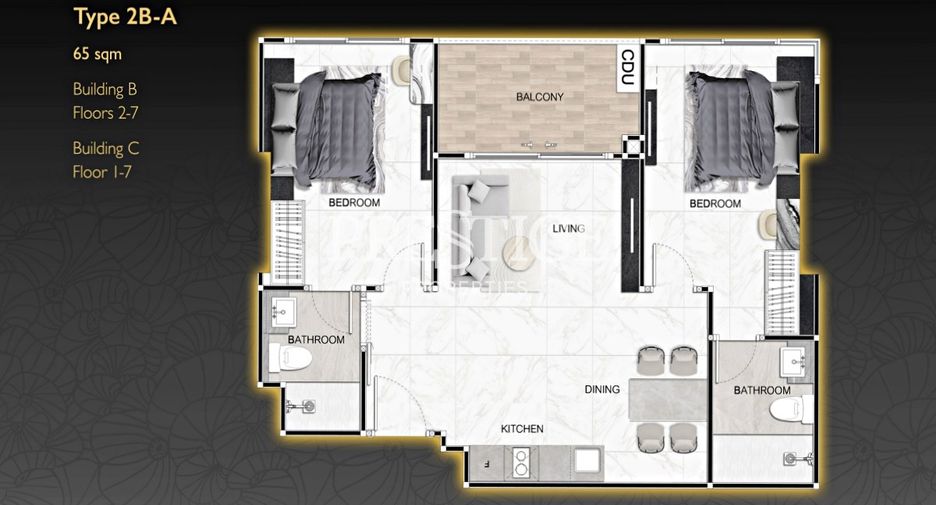 Condo en venta de 2 habitaciones en Bang Lamung, Chonburi