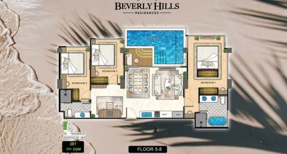 For sale 3 bedrooms condo in Jomtien, Pattaya