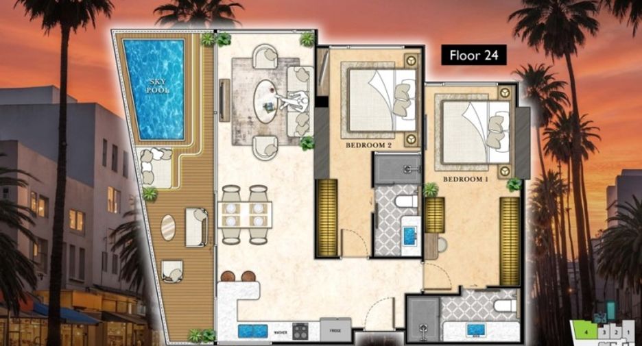 Wohnung zum Kauf mit 2 Zimmer in South Pattaya, Pattaya