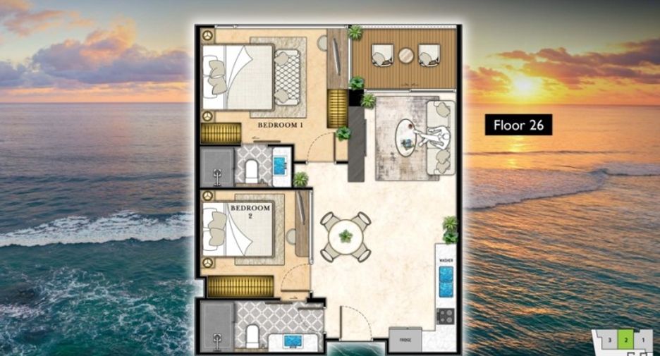 Wohnung zum Kauf mit 2 Zimmer in South Pattaya, Pattaya
