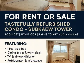 For sale スタジオ condo in Huai Khwang, Bangkok