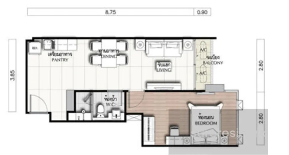 Wohnung zum Kauf mit 1 Zimmer in Bang Rak, Bangkok