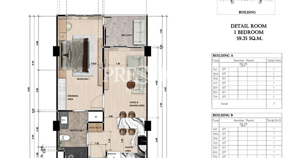 Wohnung zum Kauf mit 1 Zimmer in Bang Lamung, Chonburi