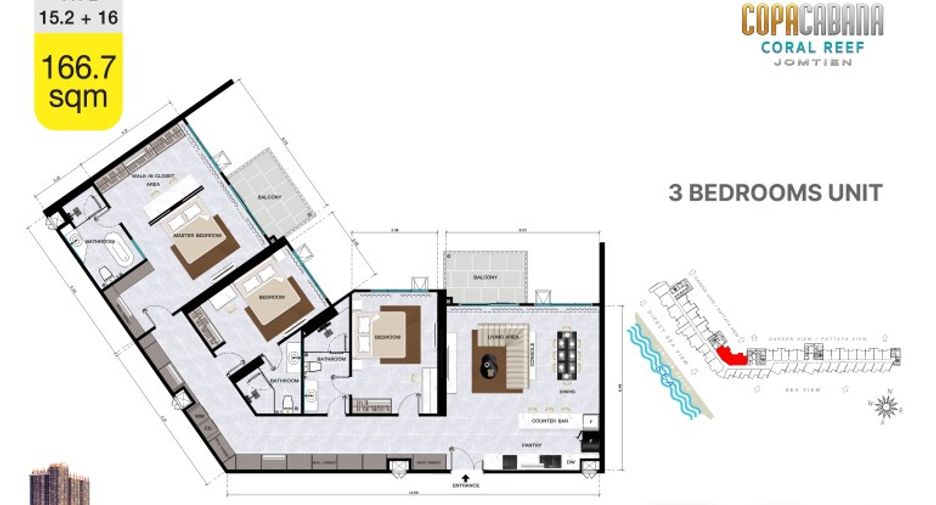 For sale 3 ベッドルーム condo in Bang Lamung, Chonburi