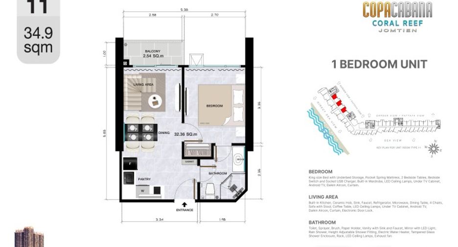 For sale 1 bed condo in Bang Lamung, Chonburi