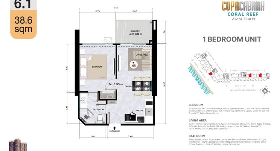 For sale 1 bed condo in Bang Lamung, Chonburi