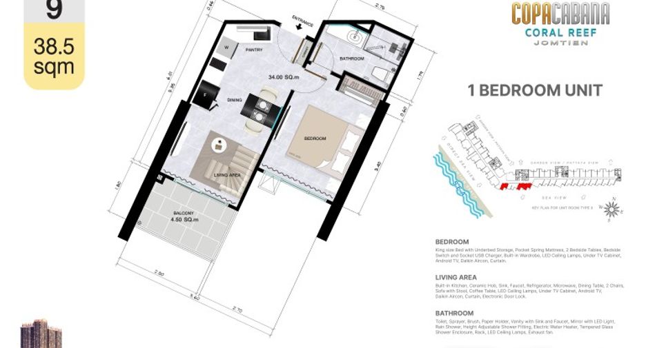 For sale 1 bed condo in Bang Lamung, Chonburi