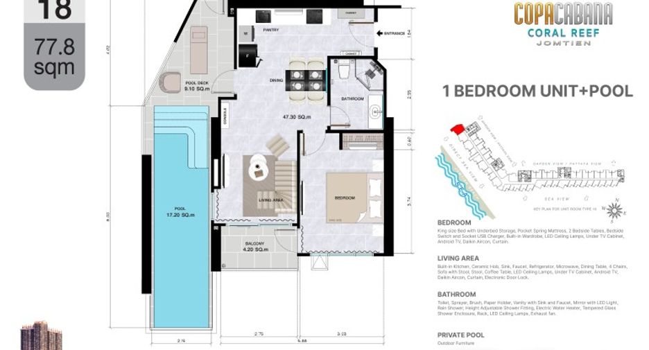 For sale 1 bed condo in Bang Lamung, Chonburi
