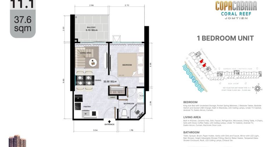 For sale 1 bed condo in Bang Lamung, Chonburi