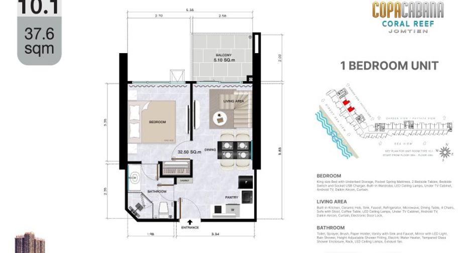 For sale 1 bed condo in Bang Lamung, Chonburi