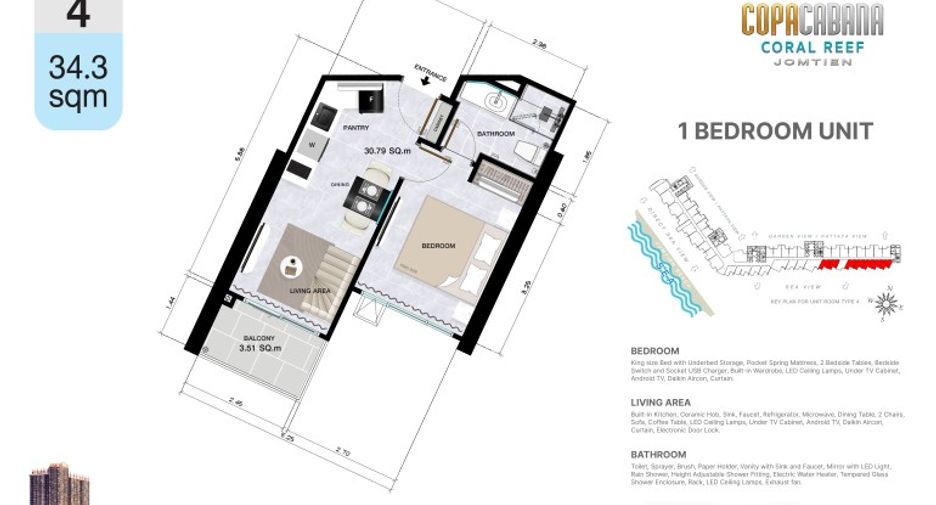 For sale 1 bed condo in Bang Lamung, Chonburi