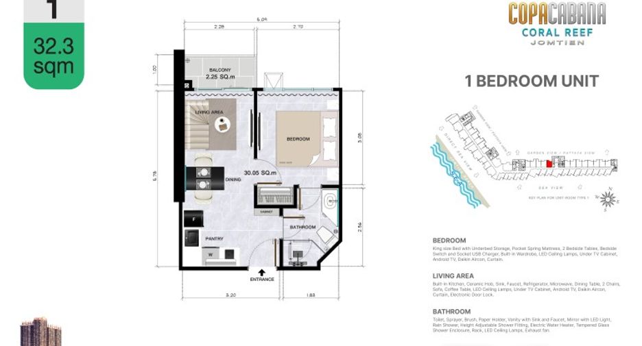 For sale 1 bed condo in Bang Lamung, Chonburi