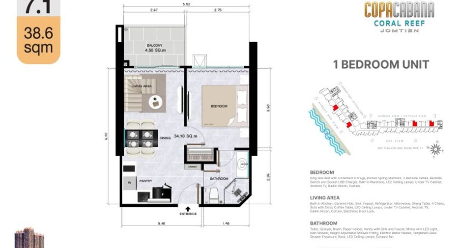 For sale 1 bed condo in Bang Lamung, Chonburi
