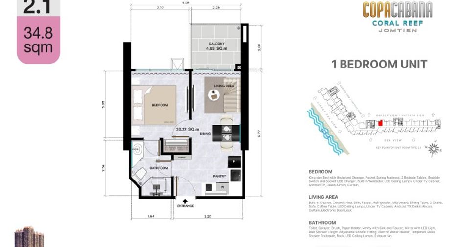For sale 1 bed condo in Bang Lamung, Chonburi
