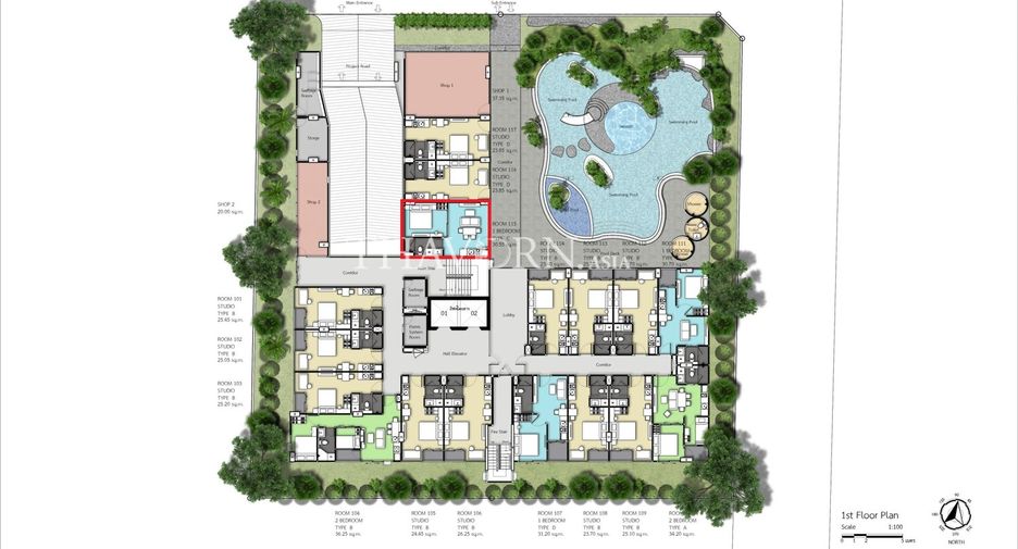 Wohnung zum Kauf mit 1 Zimmer in Bang Lamung, Chonburi