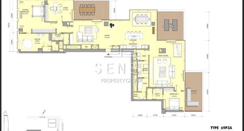 Wohnung zum Kauf mit 3 Zimmer in Sathon, Bangkok