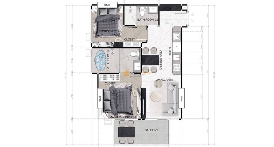 For sale 2 bedrooms condo in Jomtien, Pattaya