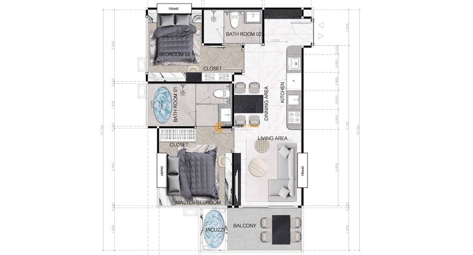 For sale 2 bedrooms condo in Jomtien, Pattaya