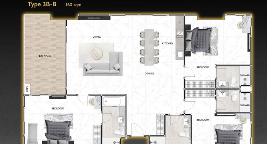 Wohnung zum Kauf mit 3 Zimmer in South Pattaya, Pattaya