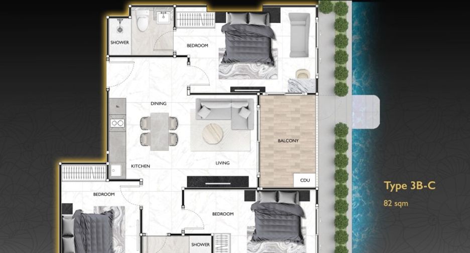 Wohnung zum Kauf mit 3 Zimmer in South Pattaya, Pattaya