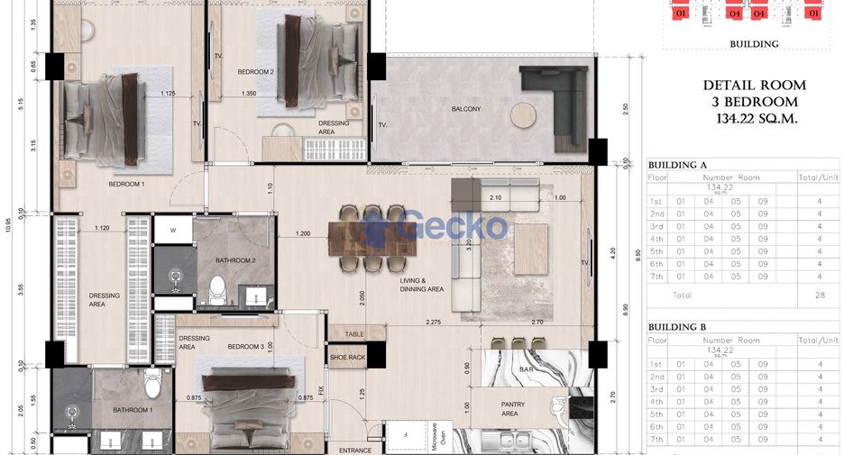 For sale 3 bedrooms condo in Bang Lamung, Chonburi