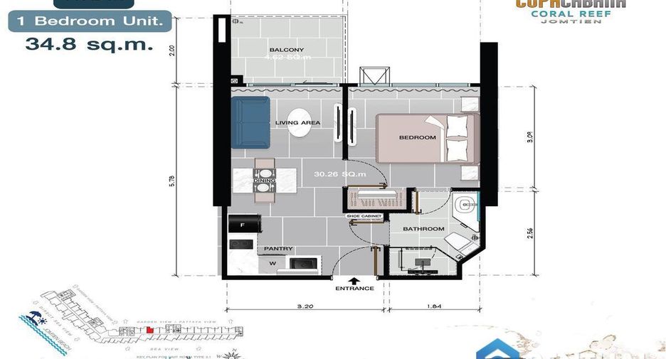 Wohnung zum Kauf mit 1 Zimmer in Bang Lamung, Chonburi