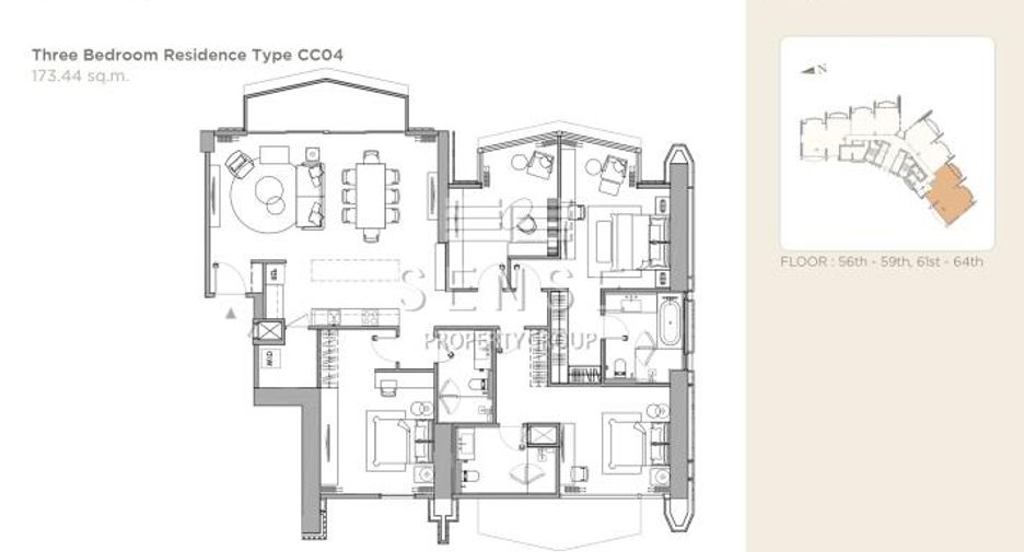 For sale 3 bedrooms condo in Khlong San, Bangkok