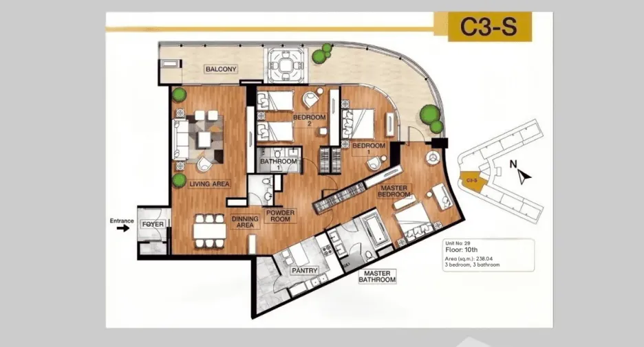 Condo en venta de 3 habitaciones en Bang Lamung, Chonburi