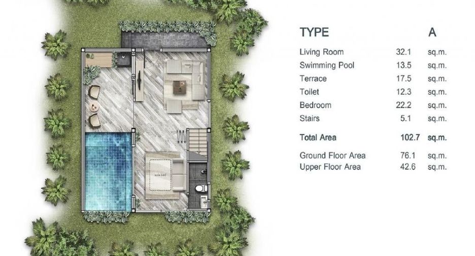 À vendre 1 chambre villa à Thalang, Phuket