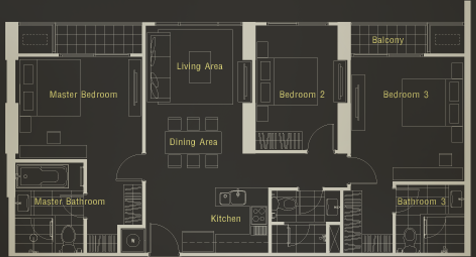 Condo en alquiler de 3 habitaciones en Watthana, Bangkok
