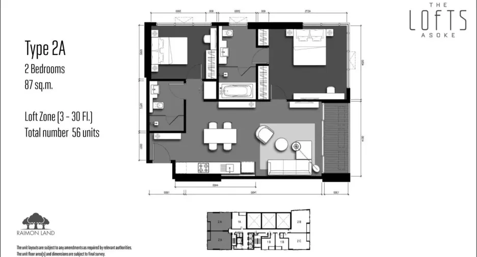 For rent 2 bedrooms condo in Watthana, Bangkok