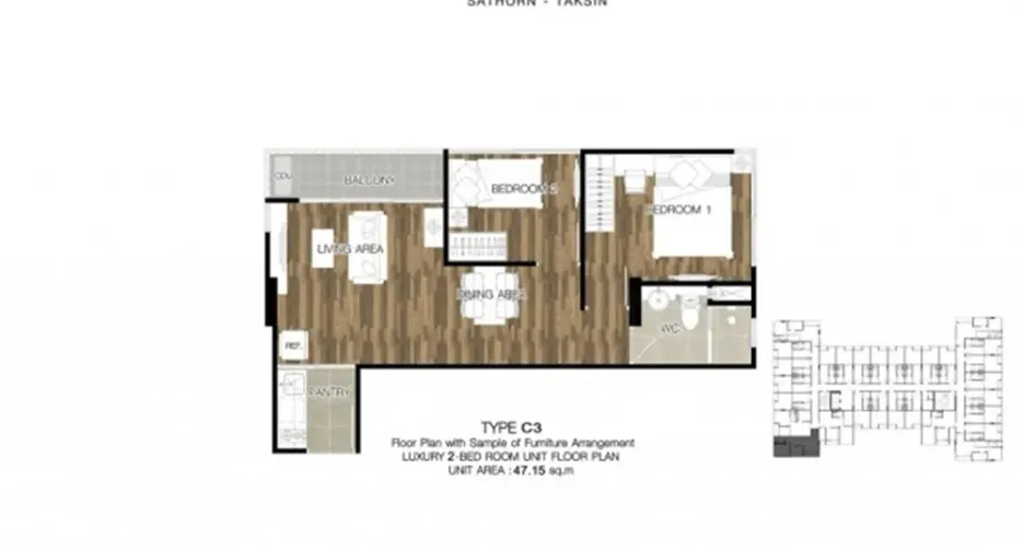 For rent 2 ベッドルーム condo in Khlong San, Bangkok