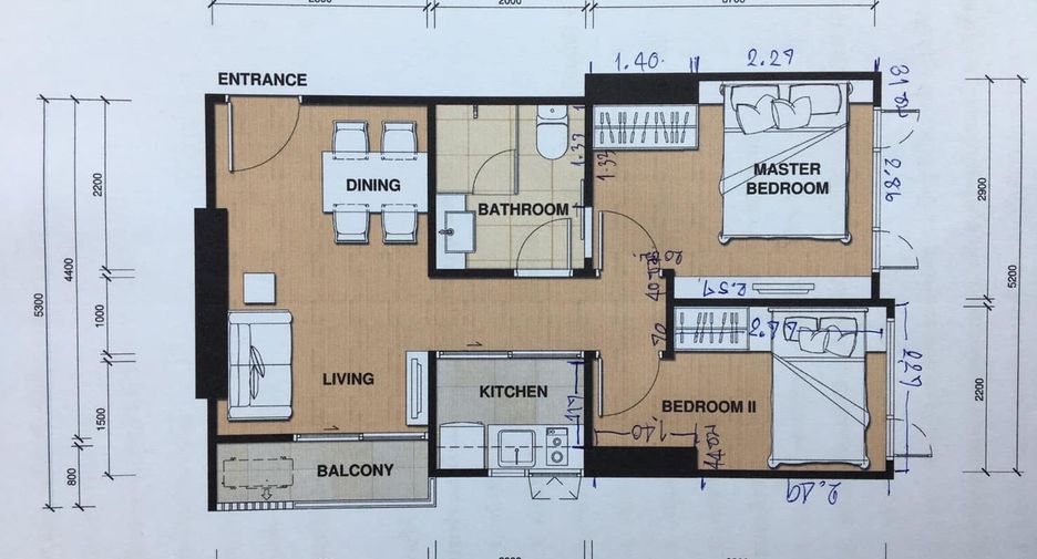 Condo en alquiler de 2 habitaciones en Bang Phlat, Bangkok