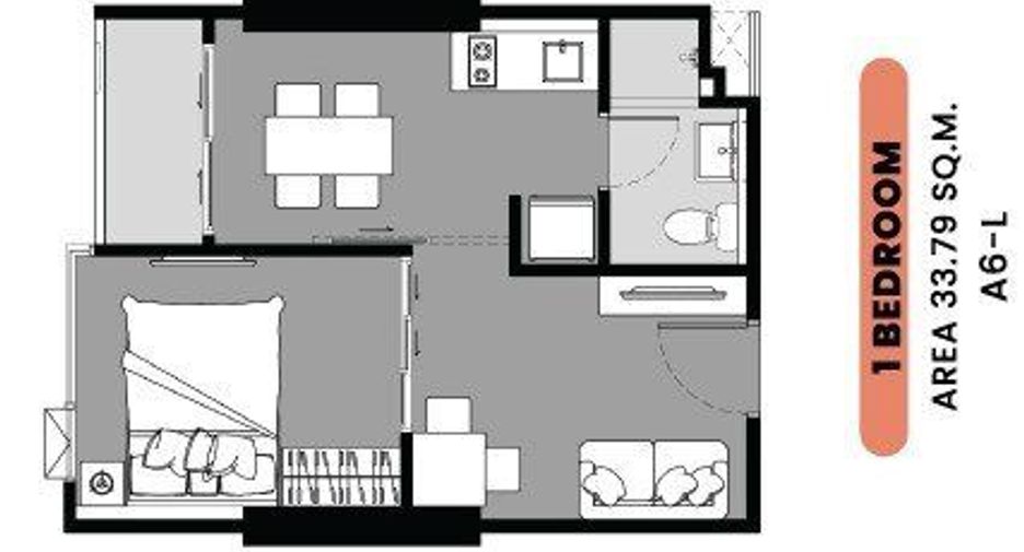 For rent 1 bed condo in Huai Khwang, Bangkok