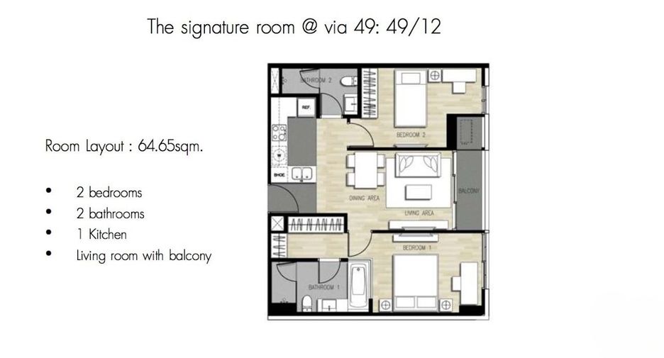 For rent 2 bedrooms condo in Watthana, Bangkok