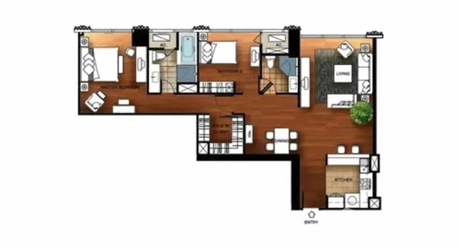 Condo en alquiler de 2 habitaciones en Pathum Wan, Bangkok