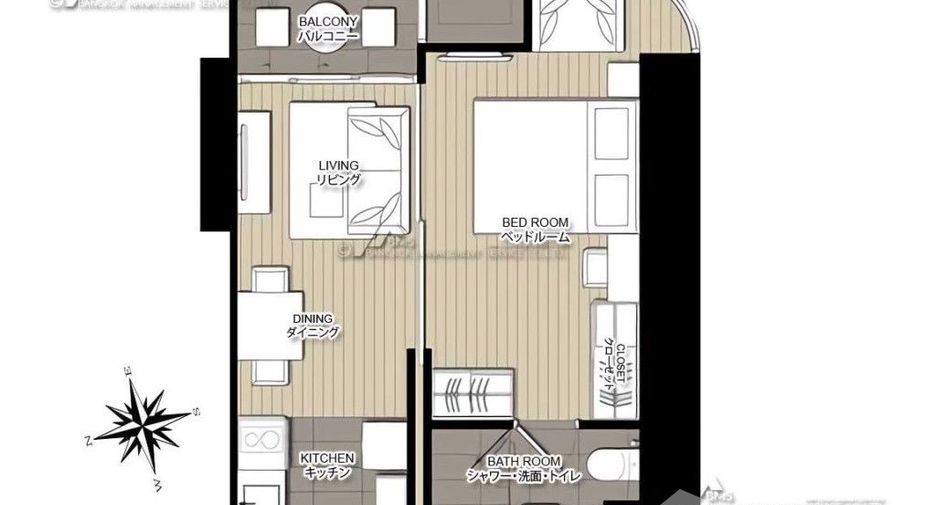 Wohnung zur Miete mit 1 Zimmer in Khlong Toei, Bangkok