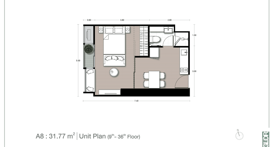Wohnung zum Kauf mit 1 Zimmer in Watthana, Bangkok