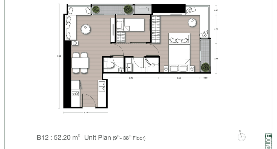 Condo en venta de 2 habitaciones en Watthana, Bangkok