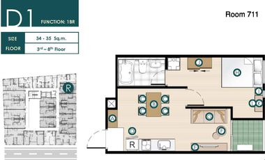 For sale 1 bed condo in Watthana, Bangkok
