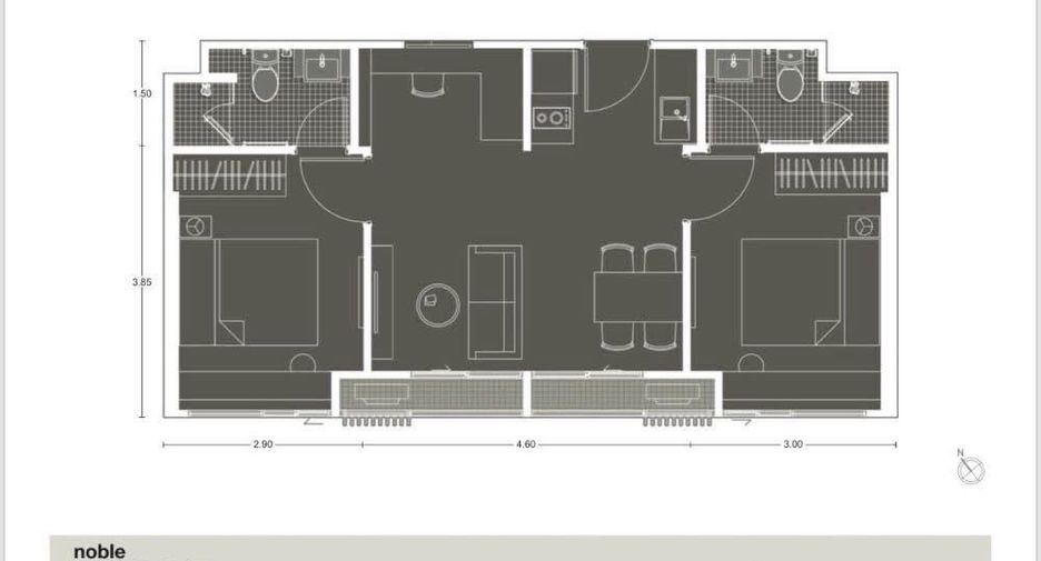 For rent 2 ベッドルーム condo in Huai Khwang, Bangkok