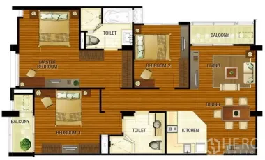 Wohnung zur Miete mit 3 Zimmer in Khlong Toei, Bangkok